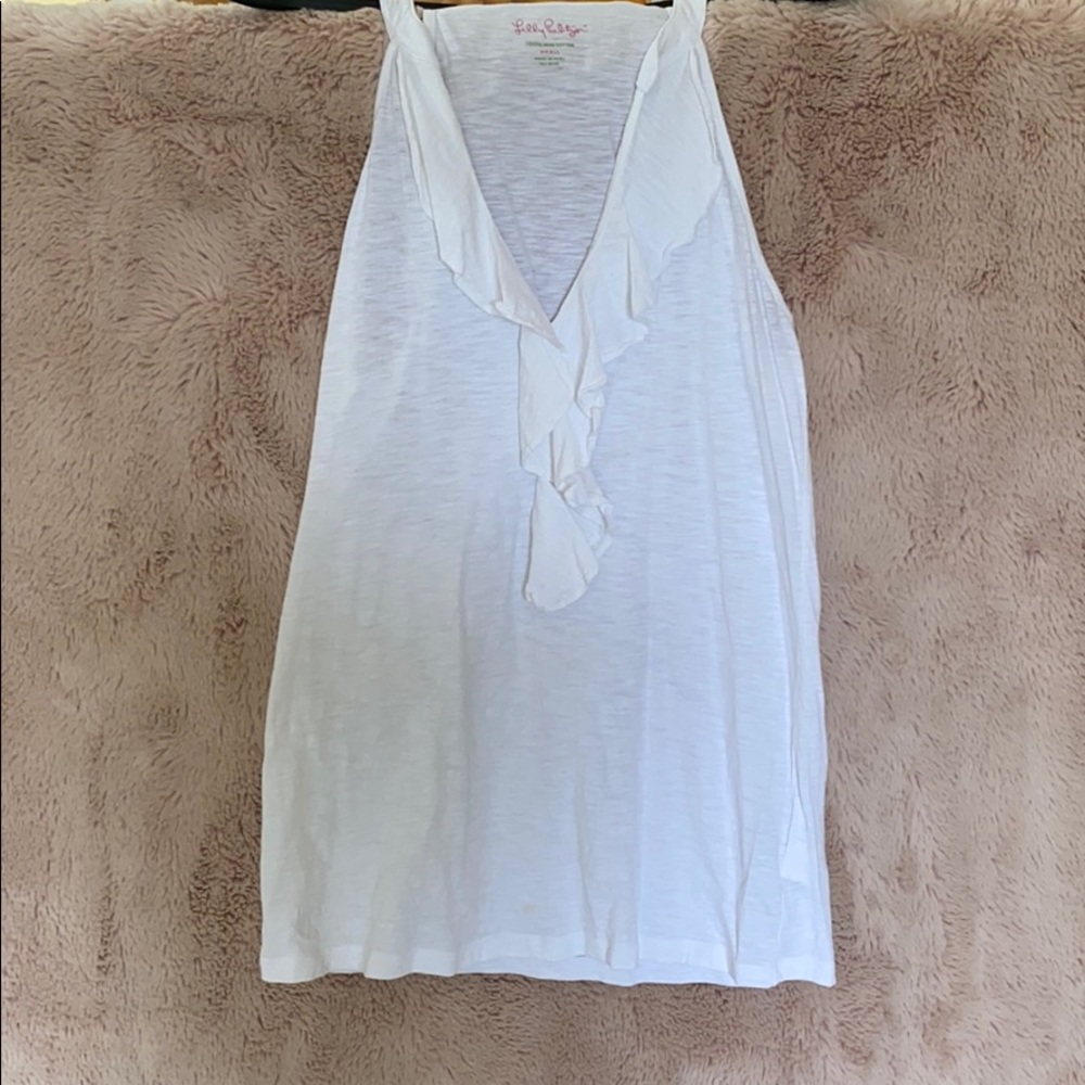 Lily Pulitzer White Ruffle Tank